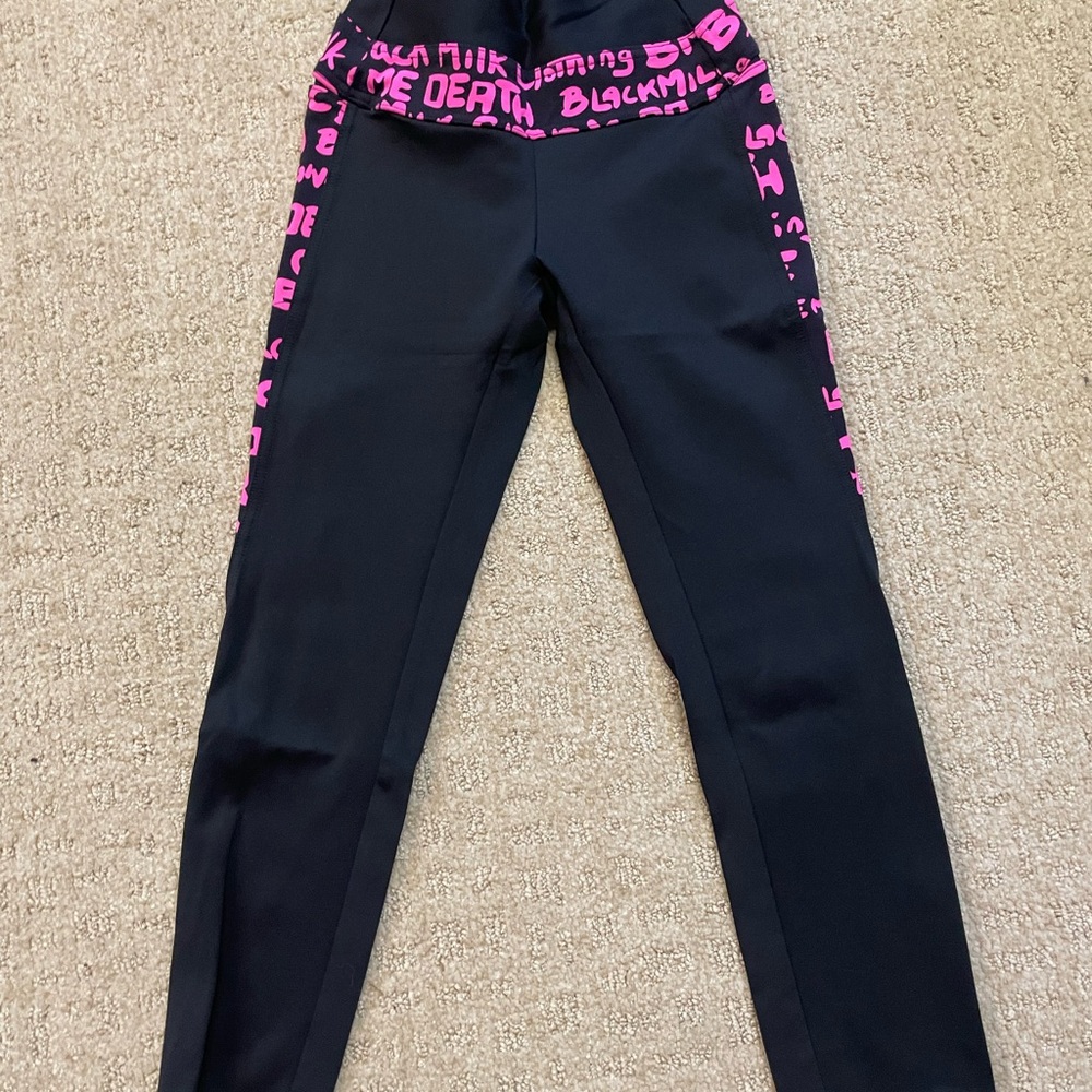 BlackMilk Black and Pink Compression Leggings Small
